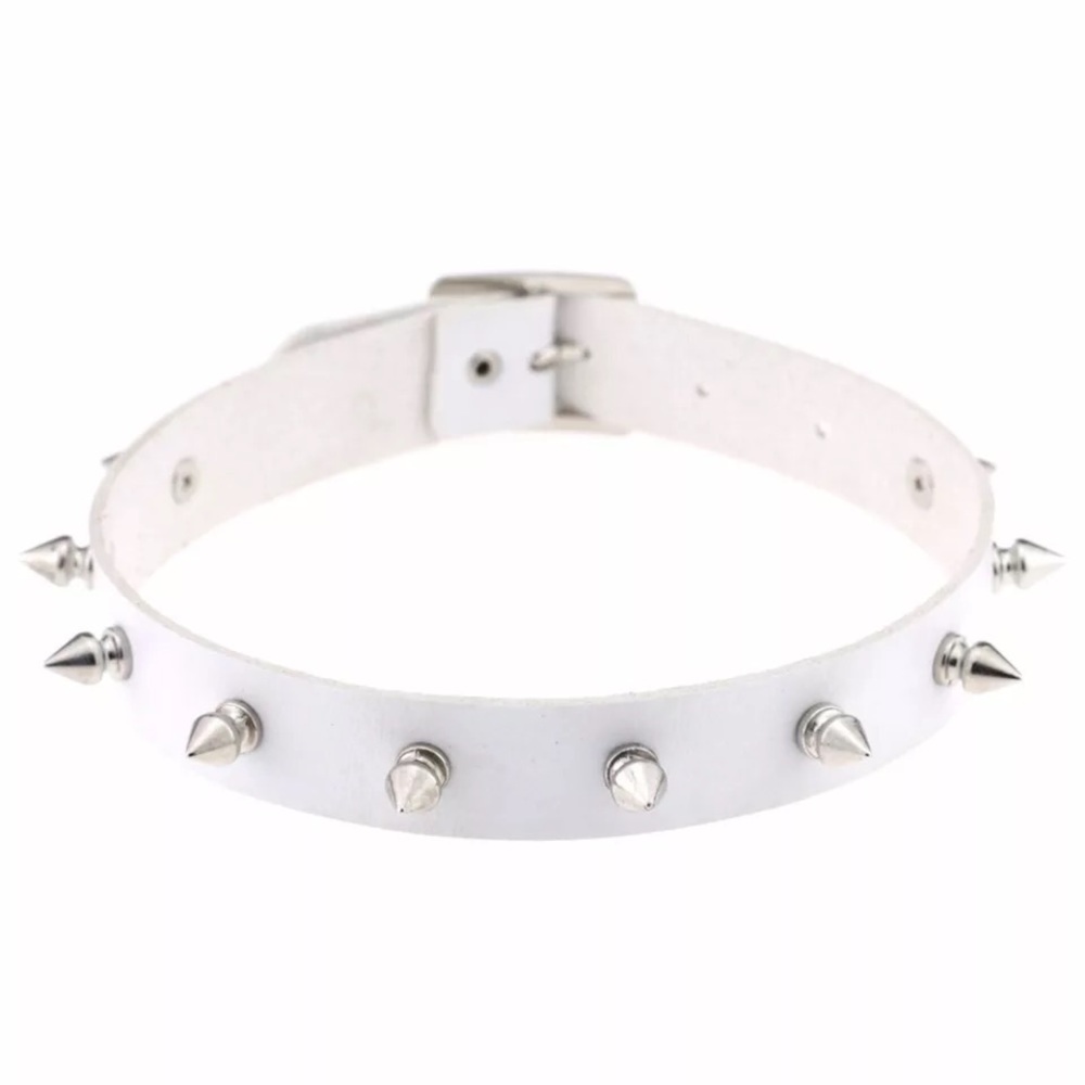 🔪 white silver spike studded choker necklace 🔪